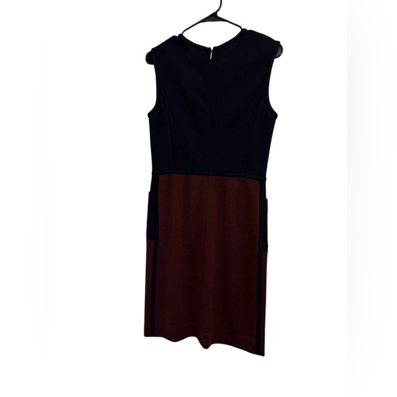 TORY BURCH Ponte knit Sheath Dress colorblock wool Blend knee sleeveless S - Picture 3 of 6